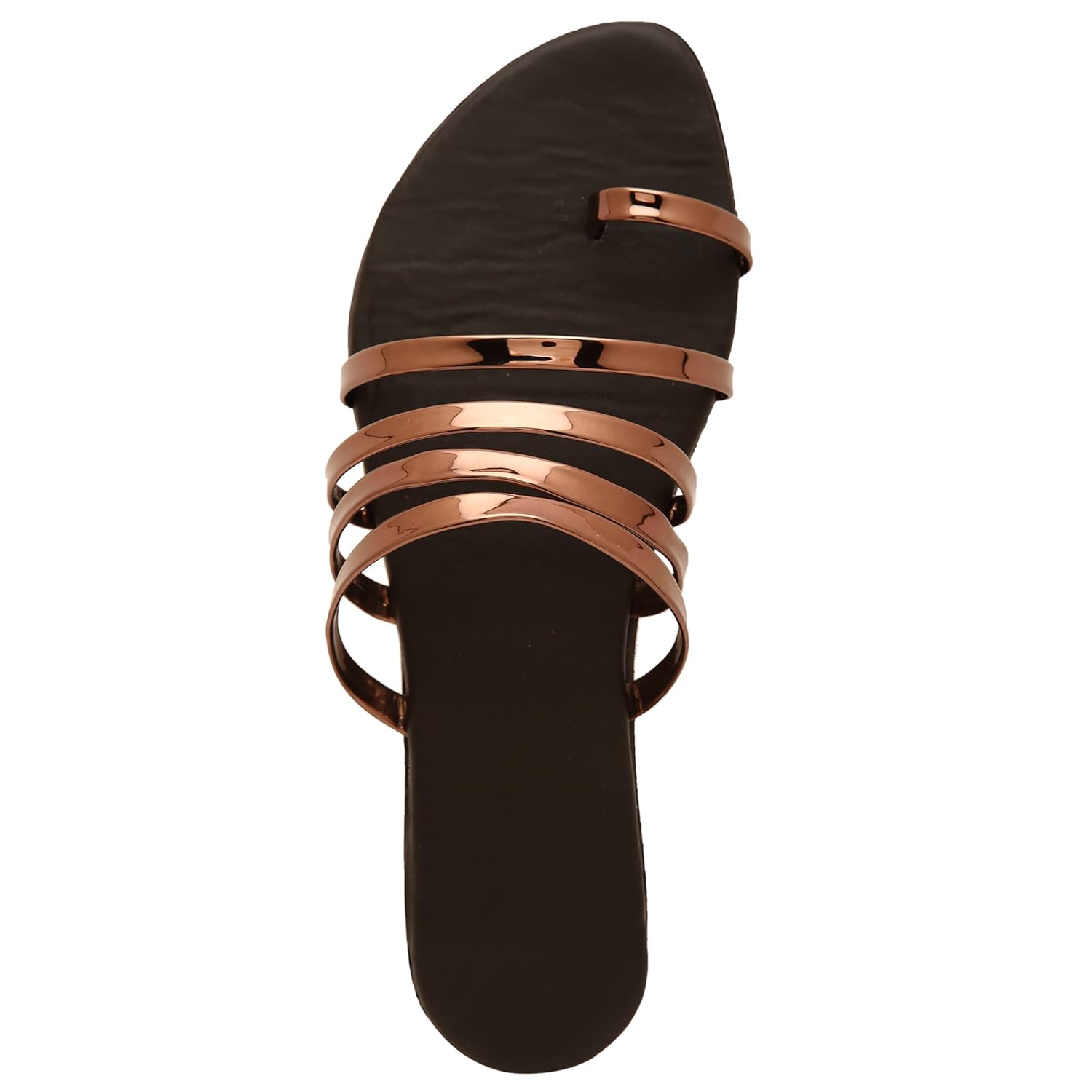 rgk's women & girls designer flat black golden/silver multi strap sandals