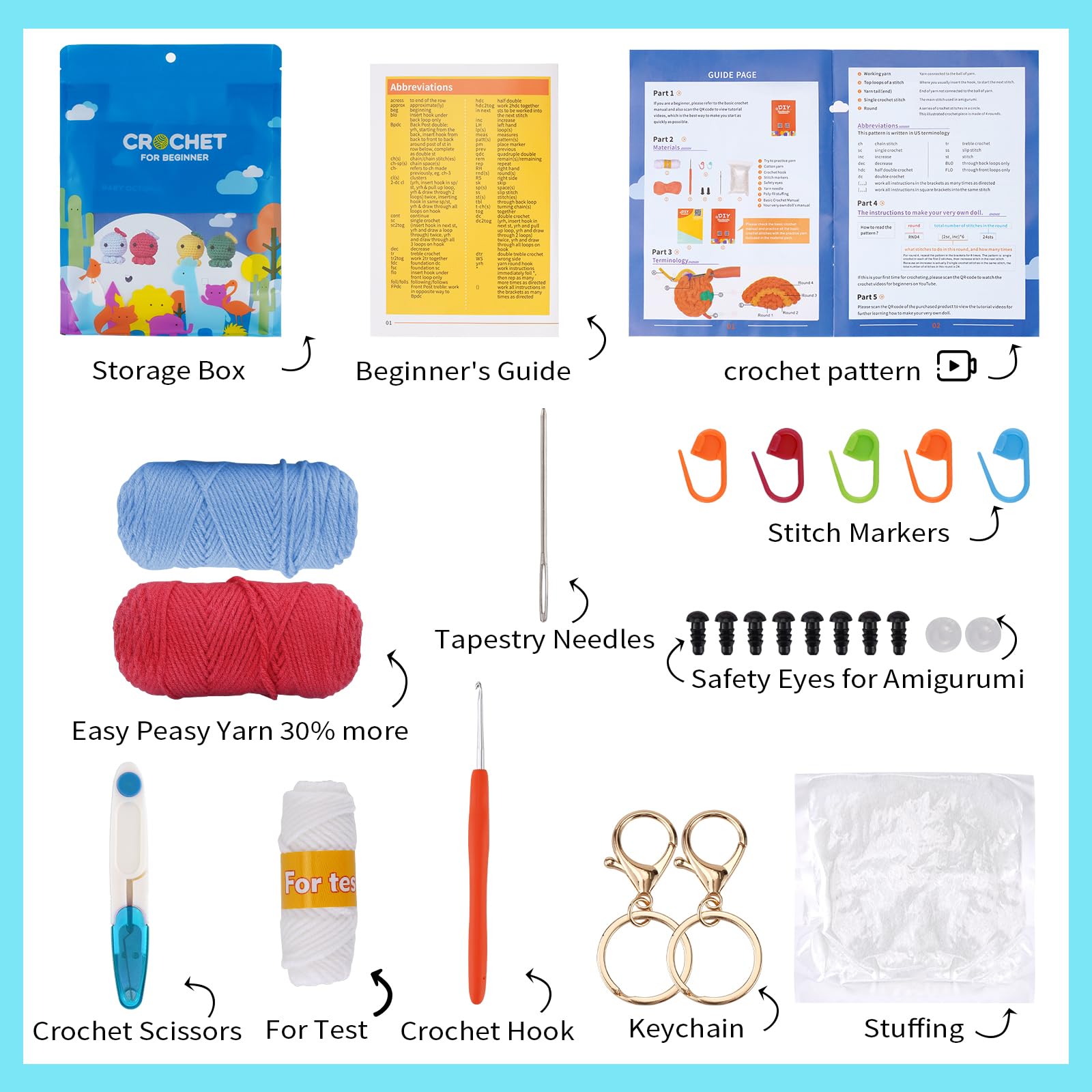 WILSHIN Crochet Kit - Complete Octopus Crochet Set - All-Inclusive Crochet Kit with Step-by-Step Tutorial Videos