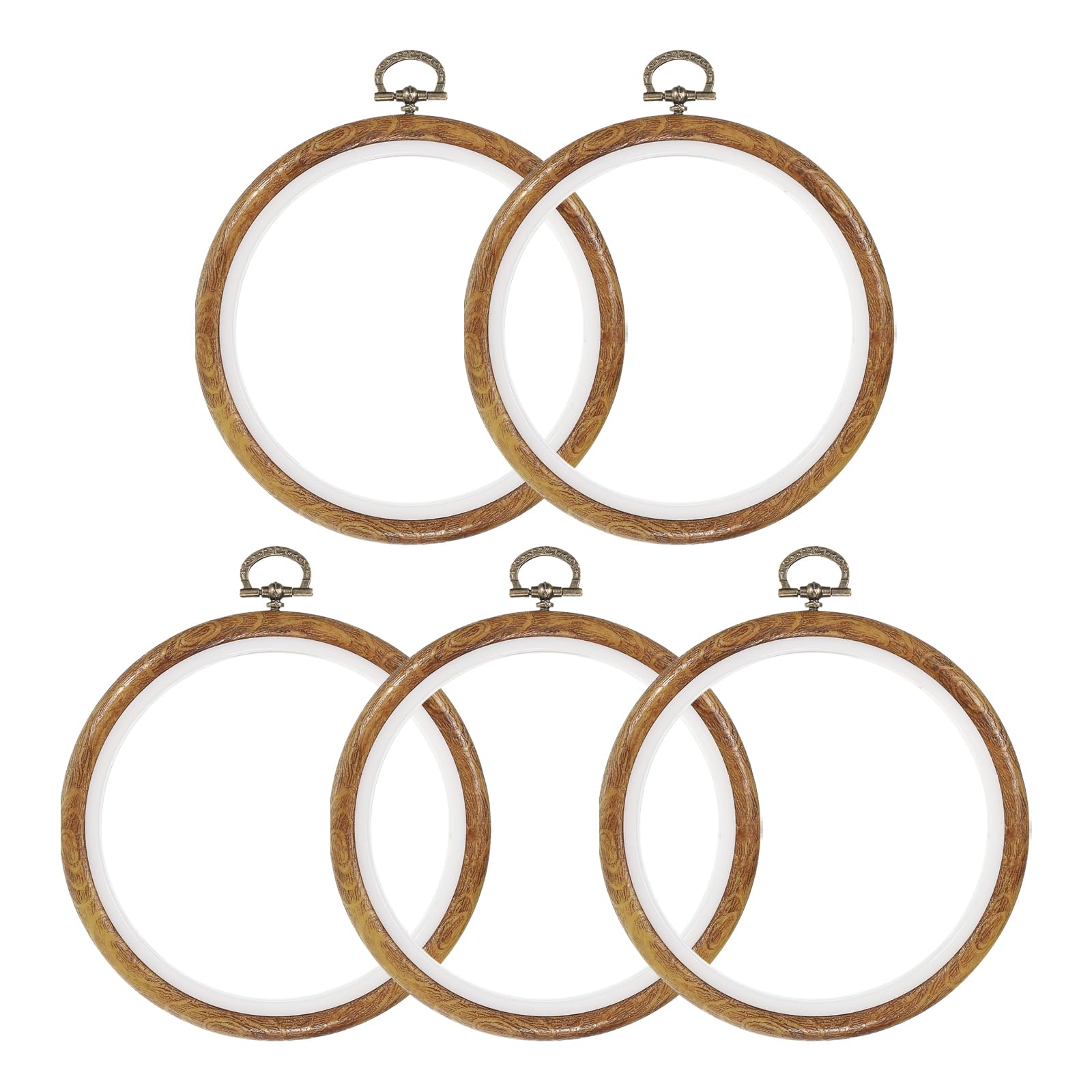 YOKIVE 5 Pcs Embroidery Hoops Frame, 12cm Round Cross Stitch Hoop Ring Imitated Wood Circle Fast Great for DIY Embroidery Art Craft Sewing and Hanging