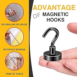 DIYMAG Black Magnetic Hooks, 50 LB Heavy Duty