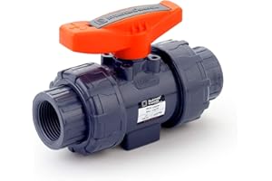 HYDROSEAL Kaplan 1” PVC True Union Ball Valve Threaded (NPT) with Full Port, ASTM F1970, EPDM O-Rings and Reversible PTFE Seats (1'')