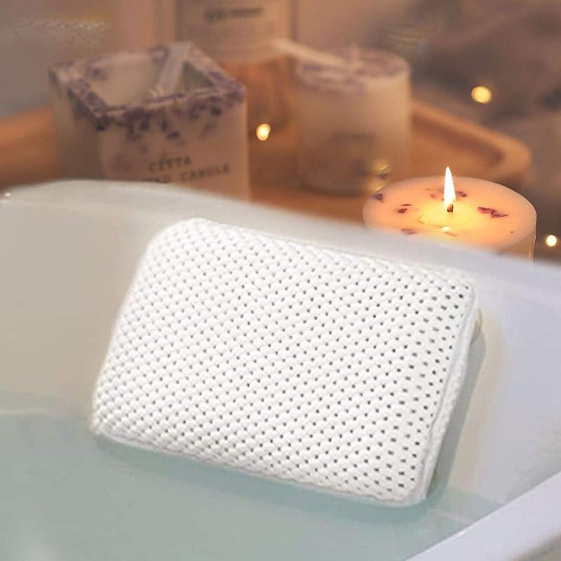 HANKEY Bathtub Pillow Bath Spa Head Rest Cushion w/ 8 Suction Cups 27.9cm