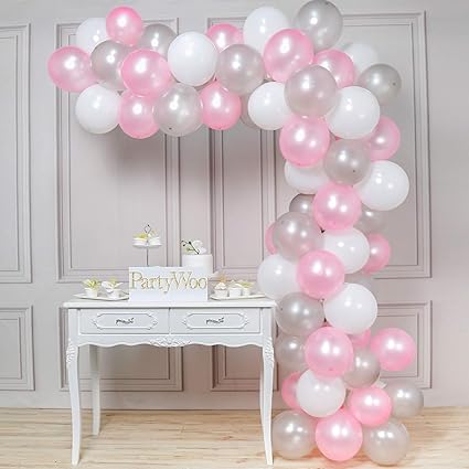 Partywoo Pink And White Balloons 100 Pcs 12 Inch Pale Pink