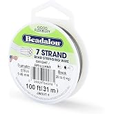 Beadalon 7 Strand Stainless Steel Bead Stringing Wire, 0.018 in / 0.46 mm, Bright, 100 ft / 31 m