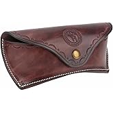 TOURBON Vintage Leather Eyeglass Case Reading Glasses Protector Pouch for Women Men