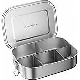 G.a HOMEFAVOR Stainless Steel Bento Lunch Box, Metal Lunch Container with 5-Compartment, 1400 ml, Ideal for Work & Travel, Meal Prep, Leak Proof, Dishwasher Safe