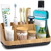 GFWARE Wood Toothbrush Holders for Bathroom Organizer with Drainage | Detachable 7 Slots Kids Electric Toothbrush and Toothpa
