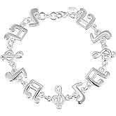 Suonie Funny Silver Jewelry Gift For Musician Women,S925 Silver Music Notes For Daughter Sisters Friends Lover Colleague Birthday Christmas Fashion Bracelet