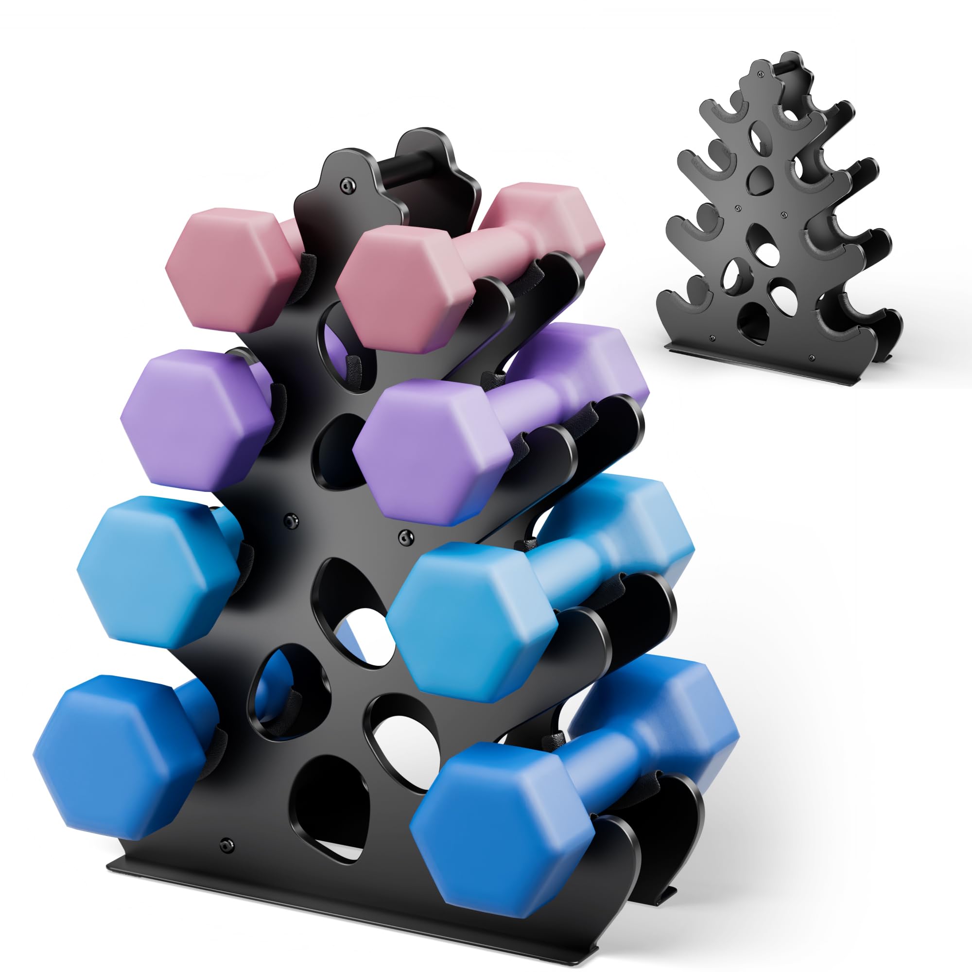 Photo 1 of Home Gym Dumbbell Rack (Dumbbells Not Included): A-Frame Design with Soft Rubber Protection, Ergonomic Handle & Coral-Inspired Style – Compact Weight Storage Solution, 4 Tier