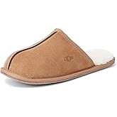 OOW Mens Slippers Genuine Suede House Slippers for Men Cozy Fuzzy Memory Foam Shoes Outdoor Non-Slip Fall Winter Footwear