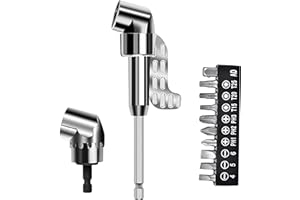 TIDENBR 105 degree Right Angle Electric Drill Adapter, Suitable for Narrow Spaces, Quick Replacement of Impact Drive and Magnetic Screwdriver Socket with Drill Bit Corner Tool Screw Hub (Long + Short)