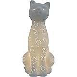 Simple Designs LT3056-WHT White Porcelain Animal Shaped Table Lamp, Kitty Cat
