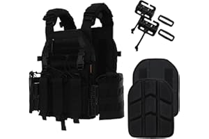 Tuxapo Tactical Molle Vests with Triple mag Pouch and Side Cummerbund Pouches, Quick Release Vests for Men