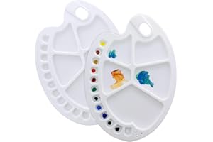 U.S. Art Supply 17-Well Artist Painting Palette (Pack of 2) - Plastic Artist Paint Color Mixing Trays - Art Students, Classroom, Class Craft Projects, Party Events - Acrylic, Oil, Watercolor