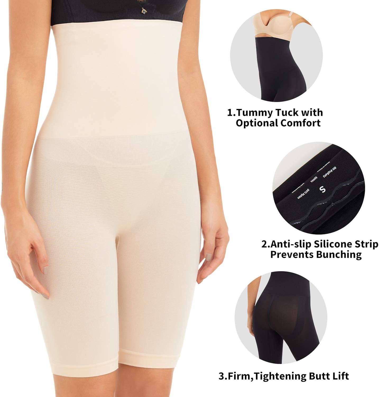 COHTB High Waist Body Shaper Plus Size Seamless Tummy Control Shapewear