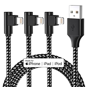 [Apple MFi Certified] 3Pack 10FT Lightning Cable,90 Degree iPhone Charger Cord Compatible iPhone 12/Max/11Pro/11/XS/Max/XR/X/8/8P/7 and More