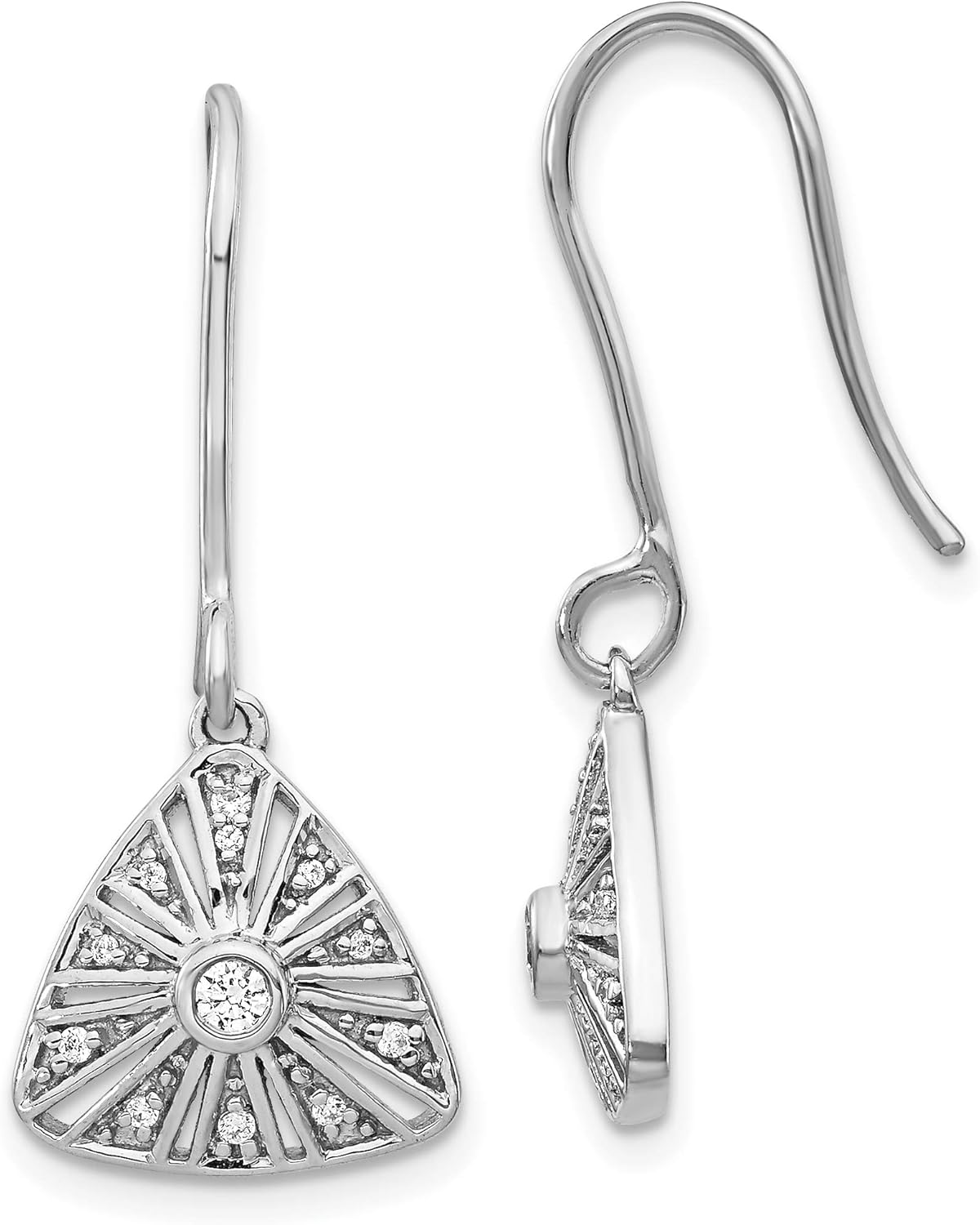 14k White Gold Diamond Vintage Leverback Earrings Jewelry