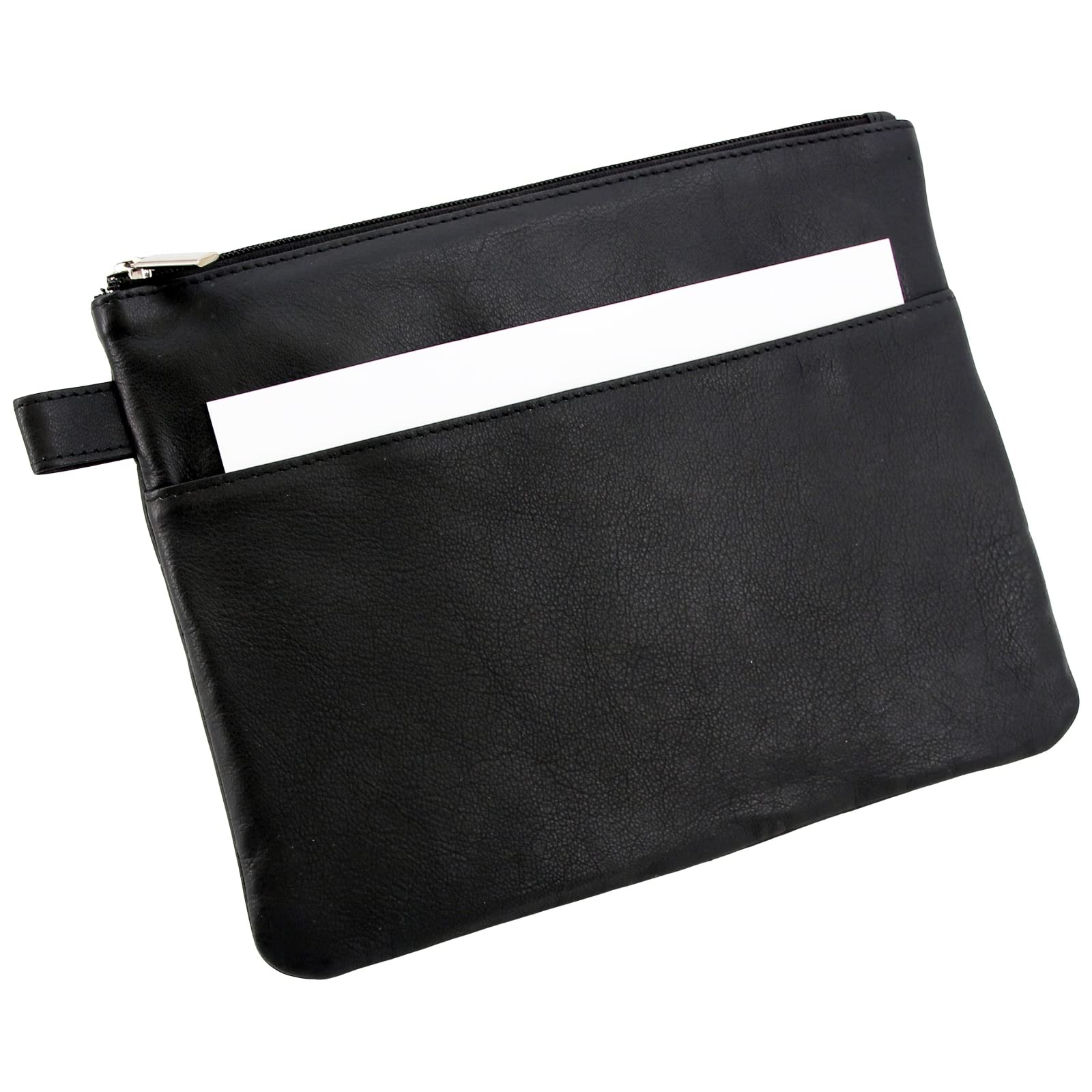 Alassio 42232 Bench Utensil Bag Leather with Zip Closure for Coins, Banknotes and Valuables Money Pouch Approx. 25 x 19 cm Black