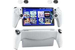 PAWDIARY Protective Case for PlayStation Portal Remote Player, Soft Silicone Protector Cover Case Non-Slip Grip Skin with Thumb Grip Cap Accessories Bundle Kit for PlayStation 5 Portable -White