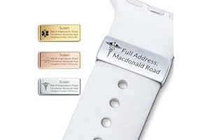 Custom Medical ID Tag for Watch Band - Laser Engraved Medical Alert Bracelets Info - Waterproof Safety Plate for Smartwatch -