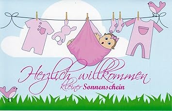 Unbkannt Hurra Hurra Baby Gruß Karte Zur Geburt Mädchen