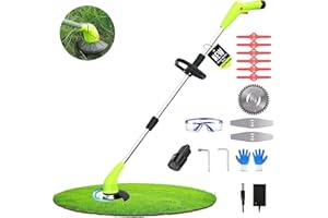 HOOSEEN Cordless Weed Wacker, 12V Grass Trimmer with 2.0Ah Li-Ion Battery Powered and 3 Types Blades, Electric Weed Trimmer/Edger for Garden Yard Work and Lawn Care