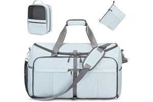 ACESAK Foldable Garment Bags for Travel, 2 in 1 Convertible Carry On Travel Garment Duffel Bag for Women with Toiletry & Shoe bag, Hanging Suitcase Suit Travel Bags for Men Women Gift (Blue）