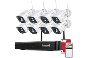 5MP Wireless Security Cameras System, Firstrend Security System Wireless Ultra HD for Home Surveillance with 8CH NVR 8 IP Cameras 3TB Hard Drive Night Vision Motion Alarm App for Outdoor Business