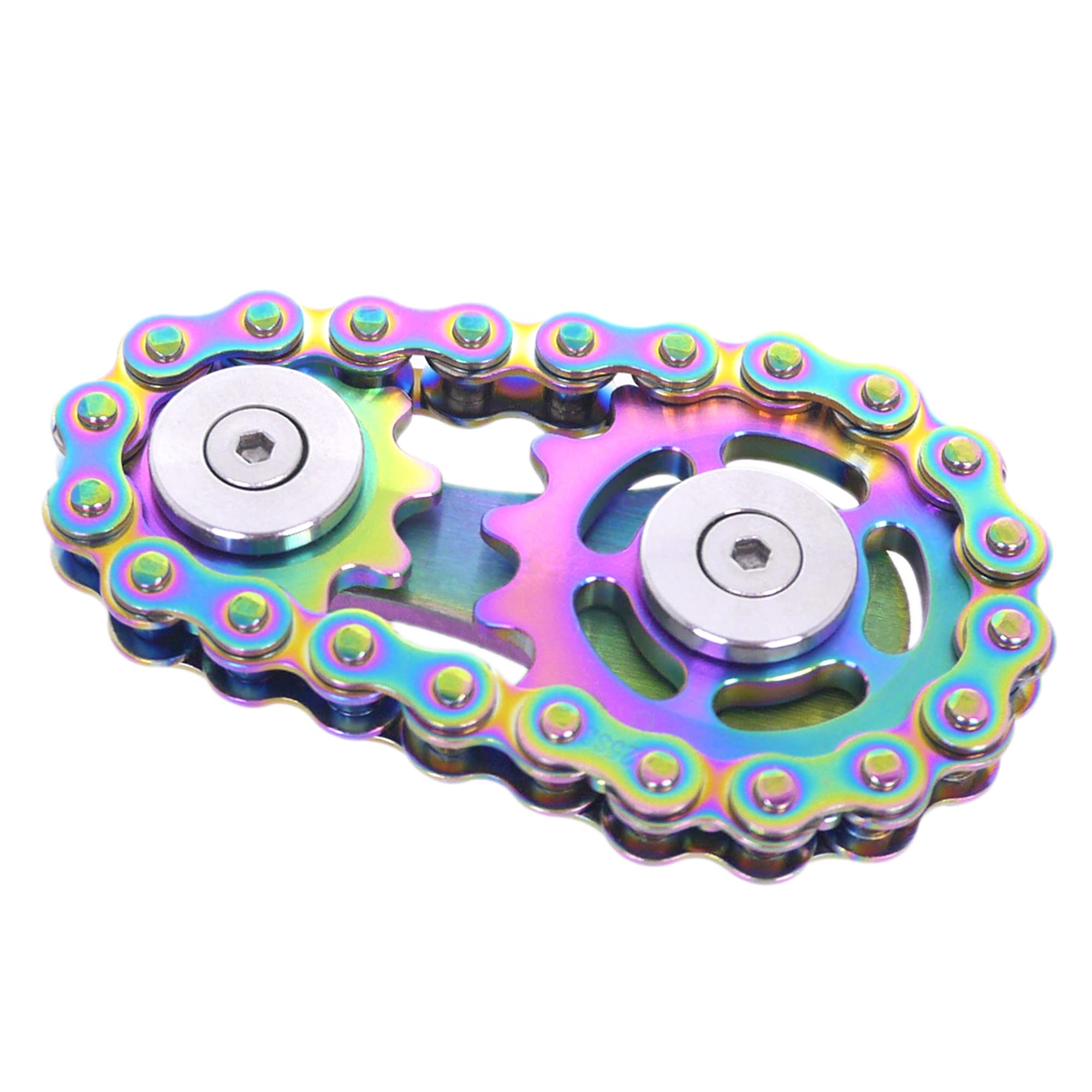 DMaos Fidget Spinner, Sprocket Linkage Bike Chain Spinner Design 2 Gears Figity Spin Finger Games, Metal Stainless Steel Durable Mechanics, Premium Figit Toy - Full Colorful