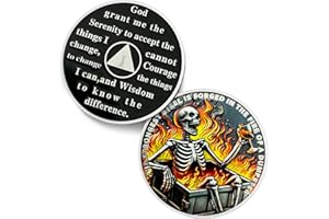 IELCJJ Dumpster Fire Skull 1 Year Sobriety Coin - The Strongest Steel is Forged AA Coins - Recovery Addiction NA AA Chips and Medallions - Celebrate Clean Narcotics Alcoholics Anonymous Gifts for Men Women