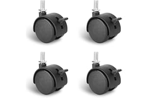 Dalyndar 4 Pack 1.5 Inch Swivel Stem Caster Wheels Replacement Casters 1.5'' Furniture Wheel with Locking Brake Metric Threaded Stem M8 Wheels for Table Drawer Plant Shelf Metal Rack Laundry Basket