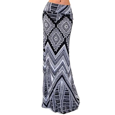Vivicastle Women's USA Colorful Printed Fold Over Waist Long Maxi Skirt