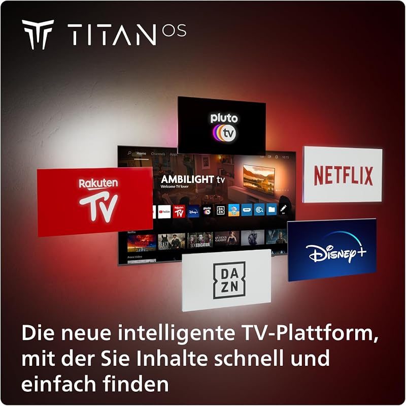 Ambilight 55PUS8109 4K LED Smart TV - 55-Zoll Display mit Pixel-präziser Ultra HD, Titan OS Plattform und Dolby Atmos, Funktioniert mit Alexa und Google Sprachassistent - Satiniertes Chrom