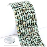 Natural African Turquoise Heishi Spacer Beads Loose Semi Precious Flat Round Gemstone Disc Shape Stone for Beading Jewelry Making 4x2mm 15.5"