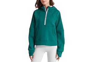 ISEEGZ Womens Fleece Lined Half Zip Pullover Cotton Winter Warm Scuba Sweatshirt for Women with Thumbhole Pocket
