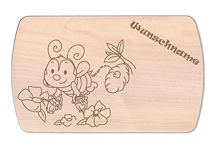 Frühstücksbrettchen - Käferchen Motiv 3 - Brotzeitbrett - Holzbrett - personalisierbar mit Namensgravur - Holzbrettchen