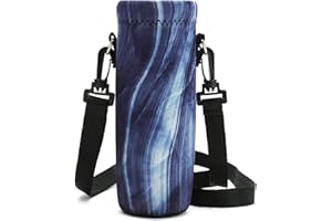 RICHEN Neoprene Water Bottle Carrier Bag with Adjustable Shoulder Strap,Insulated Water Bottle Cover for Stainless Steel/Glass/Plastic Bottles