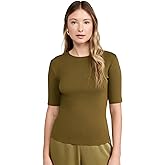 Vince Women's Rib Elbow Sleeve Crew Tee