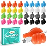 KornaDoz 32 Pack Creative Thumbs Up Wall Hooks, Self-Adhesive Silicone Thumb Holders for Desk, Cute & Fun Cord Cable Clips, M