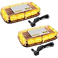 OPL5 2Pcs Amber Rooftop Strobe Light Bar, LED Rooftop Strobe Beacon Lights with Magnetic Base, 16 Flashing Modes Warning Ligh
