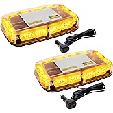 OPL5 2Pcs Amber Rooftop Strobe Light Bar, LED Rooftop Strobe Beacon Lights with Magnetic Base, 16 Flashing Modes Warning Ligh