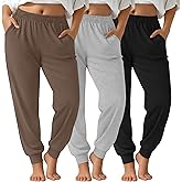 JoyMotion 3 Pack Women's Plus Size Sweatpants Joggers Baggy Interior Drawstring Athletic Elastic Waisted Pants with Pockets