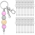Keychain Making Kit - DIY Keyrings,10 Beadable Keychain Rods, 10 Tassels,10 Acrylic Blanks,Charm Keyring Making Kit,Key Ring Bracelet Making Kit