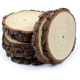Large Wood Slices for Centerpieces, Natural Rustic Wooden Rounds, 8-9 Inch, Set of 10, for Wedding Tables, Events, Home Decor