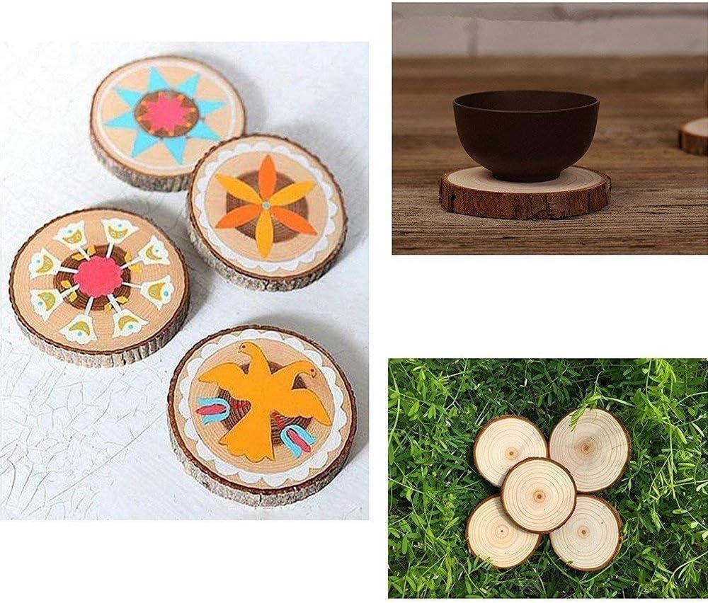 Unfinished Natural Wood Slices 12 Pcs 3.5-4 inch Craft Wood kit Circles Crafts Christmas Ornaments DIY Crafts with Bark for Crafts Rustic Wedding Decoration by William Craft (3.5-4inch)