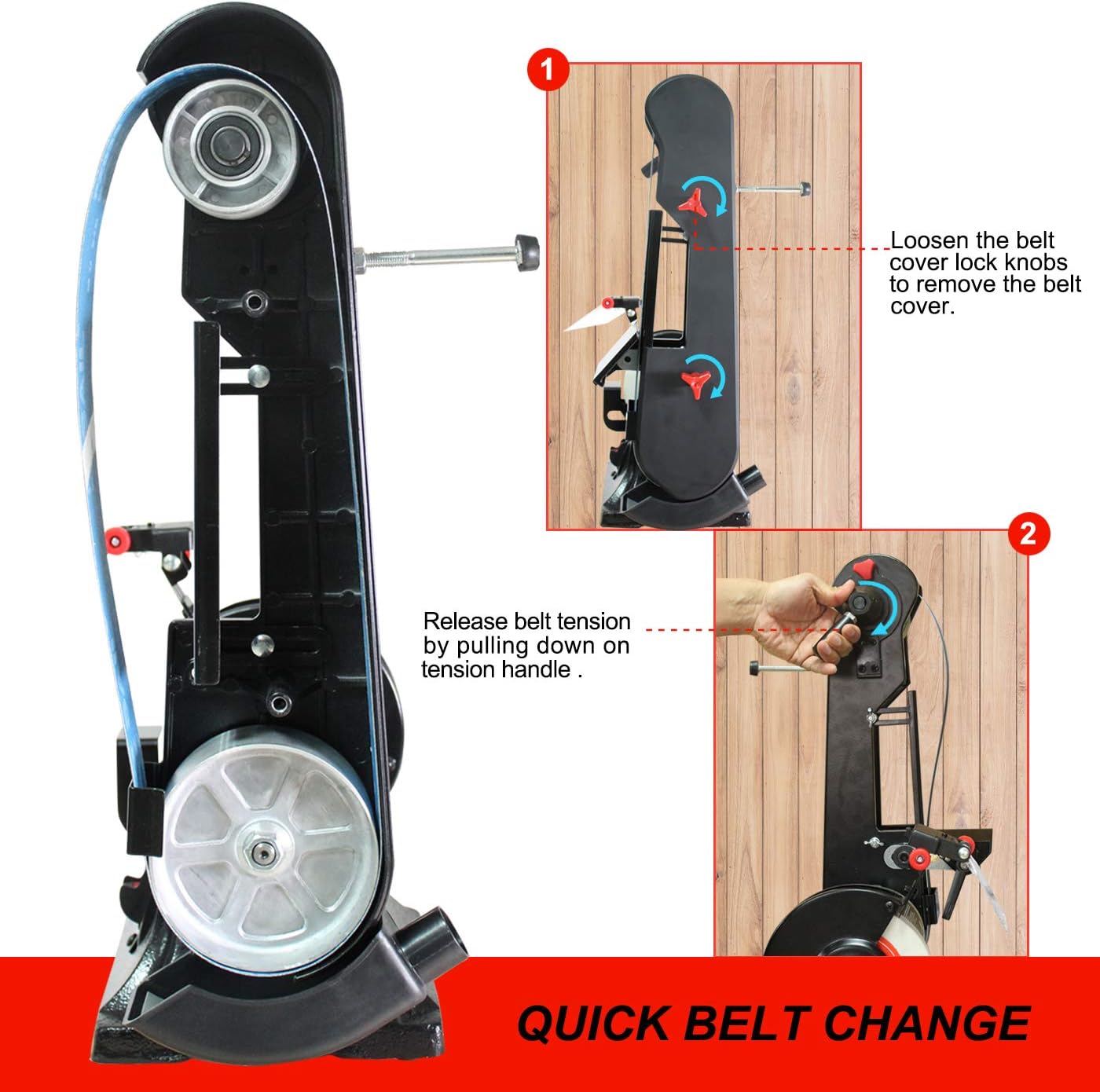 Bucktool Combo 2" x 42" Belt Sander 6" Bench Grinder, Knife Sharpener BG2600 - - 