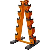 CAP A-Frame Hex Dumbbell Storage Rack, Orange, 150lb Capacity | Compact dumbbell rack, Vertical storage, Holds 5 pairs of hex dumbbells, Space-saving free weight storage