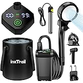 InkTrail Portable Camping Shower with Heater, Long-Lasting 6000mAh Rechargeable Camping Shower with Sprayer Head,4 Spray Mode
