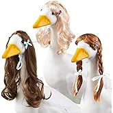 Dansydaisy 3 Pcs Porch Goose Wigs with Hair Clips, Porch Goose Outfit Suitable for 17 Inch and 23 Inch Statue, Cute Outdoor Statue Accessories, Costume for Outdoor Garden Patio Yard Goosey Decoration
