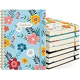 Coopay 8 Pack B5 Spiral Notebook Journal for Women, College Ruled Composition Notebooks Hardcover Spiral Journal, Cute Blooming Floral, Office School Business Supplies, 10.2" x 7.5", 160 Page